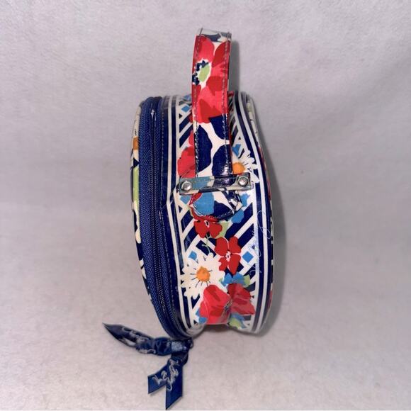 EUC Vera Bradley Hatbox Cosmetic Case Round 4 Compartments Travel Bag 7”x3” - Picture 6 of 7
